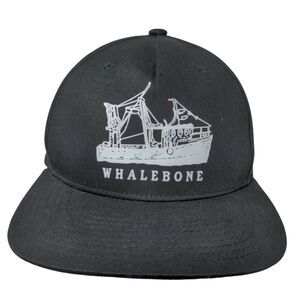 Whalebone Men's Snapback Hat Black Adjustable Graphic Boat Logo PolyCotton